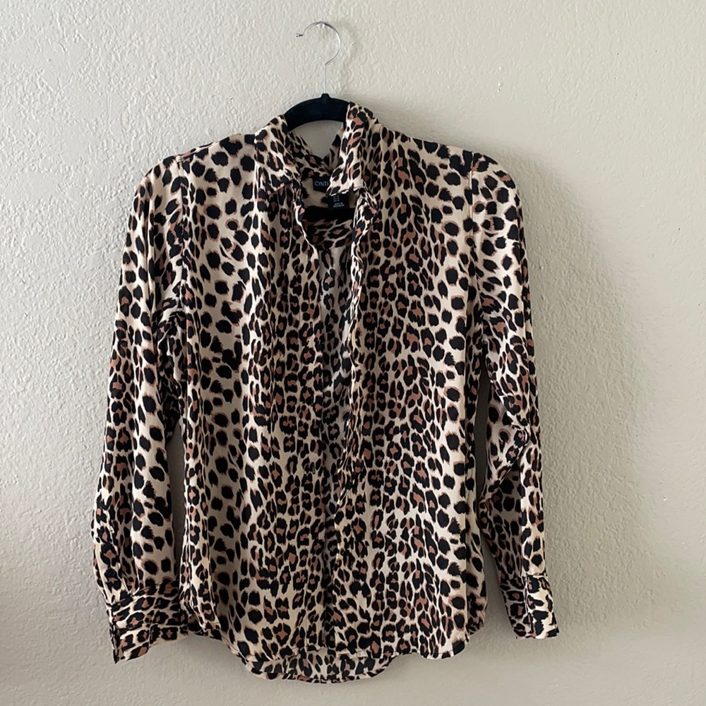 Leopard/cheetah print button up top